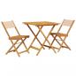 Preview: 3-tlg. Bistro-Set Beige Stoff und Massivholz
