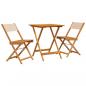 Preview: 3-tlg. Bistro-Set Beige Stoff und Massivholz