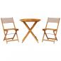Preview: 3-tlg. Bistro-Set Taupe Stoff und Massivholz