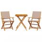 Preview: 3-tlg. Bistro-Set Taupe Stoff und Massivholz