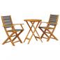 Preview: 3-tlg. Bistro-Set Grau Polypropylen und Massivholz