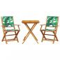 Preview: 3-tlg. Bistro-Set Blattmuster Stoff und Massivholz