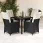 Preview: ARDEBO.de - 5-tlg. Garten-Essgruppe mit Kissen Schwarz Poly Rattan