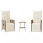 Preview: 3-tlg. Bistro-Set mit Kissen Beige Poly Rattan