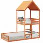 Preview: ARDEBO.de - Etagenbett mit Dach Wachsbraun 80x200 cm Massivholz Kiefer