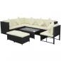 Preview: 8-tlg. Garten-Lounge-Set mit Kissen Poly Rattan Schwarz