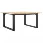 Preview: Couchtisch O-Gestell 90x90x45cm Massivholz Kiefer und Gusseisen