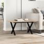 Preview: Couchtisch X-Gestell 80x50x40cm Massivholz Kiefer und Gusseisen