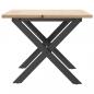 Preview: Couchtisch X-Gestell 80x50x40cm Massivholz Kiefer und Gusseisen