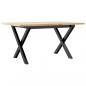 Preview: Couchtisch X-Gestell 80x50x40cm Massivholz Kiefer und Gusseisen