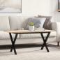 Preview: ARDEBO.de - Couchtisch X-Gestell 90x40x45cm Massivholz Kiefer und Gusseisen