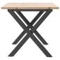 Preview: Couchtisch X-Gestell 90x40x45cm Massivholz Kiefer und Gusseisen