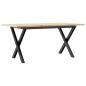 Preview: Couchtisch X-Gestell 90x40x45cm Massivholz Kiefer und Gusseisen