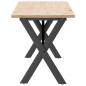 Preview: Couchtisch X-Gestell 160x40x45 cm Massivholz Kiefer & Gusseisen