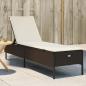 Preview: ARDEBO.de - Sonnenliege mit Auflage Braun Poly Rattan
