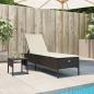 Preview: ARDEBO.de - Sonnenliege mit Tisch und Auflage Braun Poly Rattan