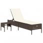 Preview: Sonnenliege mit Tisch und Auflage Braun Poly Rattan