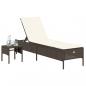 Preview: Sonnenliege mit Tisch und Auflage Braun Poly Rattan
