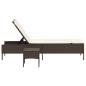 Preview: Sonnenliege mit Tisch und Auflage Braun Poly Rattan