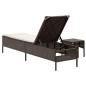 Preview: Sonnenliege mit Tisch und Auflage Braun Poly Rattan