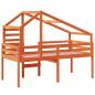 Preview: Hochbett mit Dach Wachsbraun 80x200 cm Massivholz Kiefer