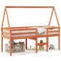 Preview: Hochbett mit Dach Wachsbraun 90x190 cm Massivholz Kiefer