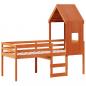 Preview: Hochbett mit Dach Wachsbraun 90x200 cm Massivholz Kiefer
