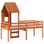 Preview: Hochbett mit Dach Wachsbraun 90x200 cm Massivholz Kiefer