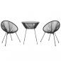 Preview: 3-tlg. Garten-Essgruppe PVC Rattan Schwarz