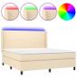 Preview: Boxspringbett mit Matratze & LED Creme 160x200 cm Stoff