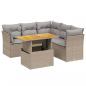 Preview: 5-tlg. Garten-Sofagarnitur mit Kissen Beige Poly Rattan