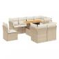 Preview: 9-tlg. Garten-Sofagarnitur mit Kissen Beige Poly Rattan