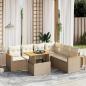 Preview: ARDEBO.de - 7-tlg. Garten-Sofagarnitur mit Kissen Beige Poly Rattan