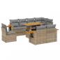 Preview: 9-tlg. Garten-Sofagarnitur mit Kissen Beige Poly Rattan