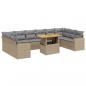 Preview: 11-tlg. Garten-Sofagarnitur mit Kissen Beige Poly Rattan