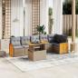 Preview: ARDEBO.de - 7-tlg. Garten-Sofagarnitur mit Kissen Beige Poly Rattan