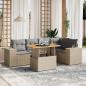Preview: ARDEBO.de - 6-tlg. Garten-Sofagarnitur mit Kissen Beige Poly Rattan