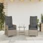 Preview: Gartensessel mit Kissen 2 Stk. Verstellbar Grau Poly Rattan