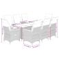 Preview: 9-tlg. Garten-Essgruppe mit Kissen Grau Poly Rattan