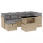 Preview: 7-tlg. Garten-Sofagarnitur mit Kissen Beige Poly Rattan