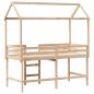 Preview: Hochbett mit Leiter und Dach 80x200 cm Massivholz Kiefer
