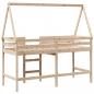 Preview: Hochbett mit Leiter und Dach 90x200 cm Massivholz Kiefer