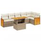 Preview: 7-tlg. Garten-Sofagarnitur mit Kissen Beige Poly Rattan