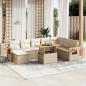 Preview: ARDEBO.de - 9-tlg. Garten-Sofagarnitur mit Kissen Beige Poly Rattan