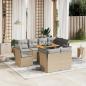 Preview: ARDEBO.de - 9-tlg. Garten-Sofagarnitur mit Kissen Beige Poly Rattan