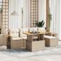 Preview: ARDEBO.de - 6-tlg. Garten-Sofagarnitur mit Kissen Beige Poly Rattan