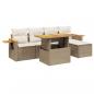 Preview: 6-tlg. Garten-Sofagarnitur mit Kissen Beige Poly Rattan
