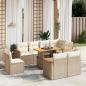 Preview: ARDEBO.de - 9-tlg. Garten-Sofagarnitur mit Kissen Beige Poly Rattan
