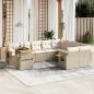 Preview: ARDEBO.de - 10-tlg. Garten-Sofagarnitur mit Kissen Beige Poly Rattan