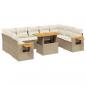 Preview: 10-tlg. Garten-Sofagarnitur mit Kissen Beige Poly Rattan